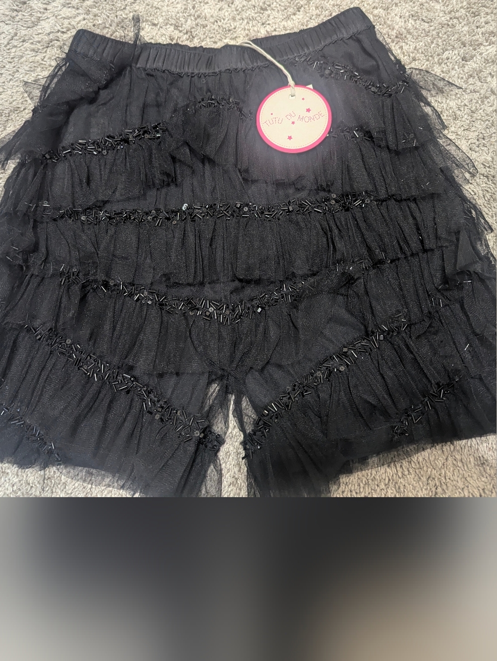 Tutu Du Monde Black Beaded Tulle Shorts